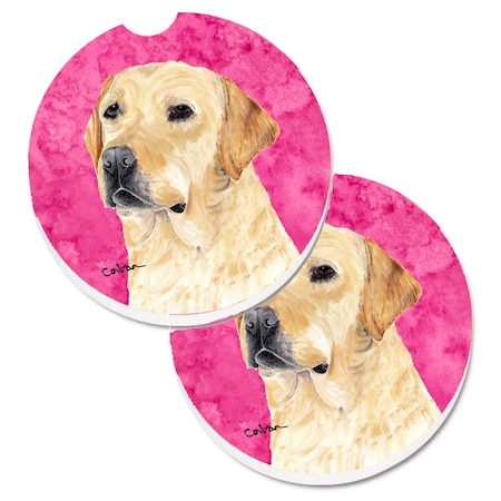Carolines Treasures Pink Labrador Set of 2 Cup Holder Car Coaster SC9133PKCARC